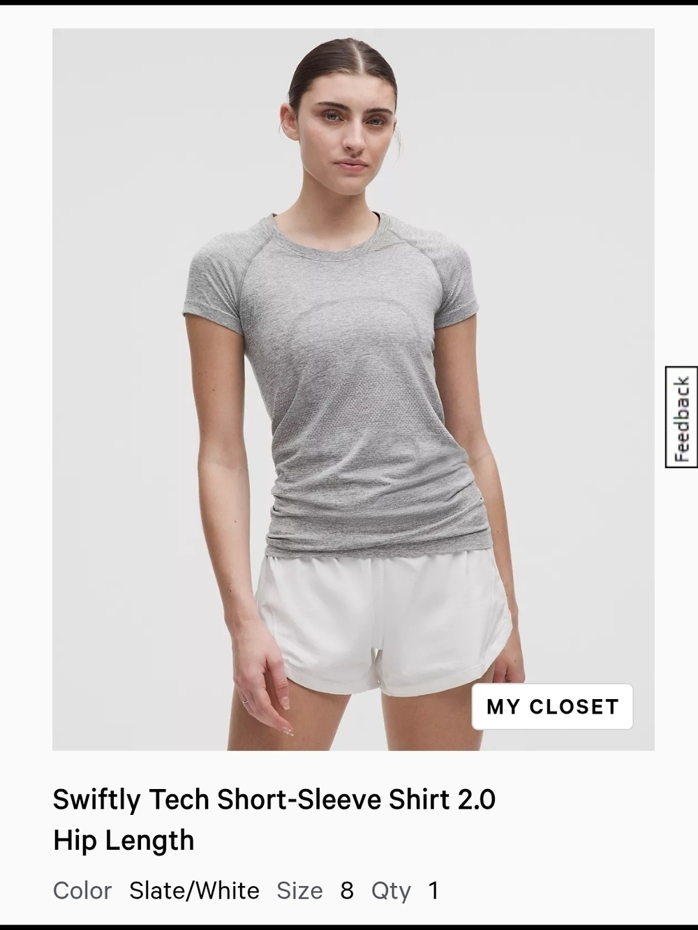 Lululemon Swiftly Tech Short-Sleeve Shirt 2.0 - Slate Gray